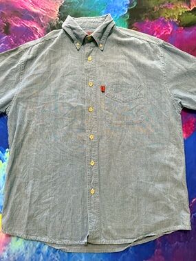 Casual Light Blue Button-Down Shirt with Chest Pocket by Real Ranch